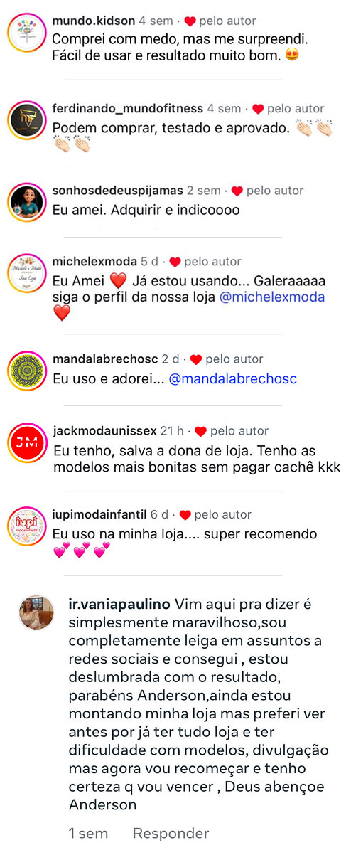 Depoimentos de lojistas